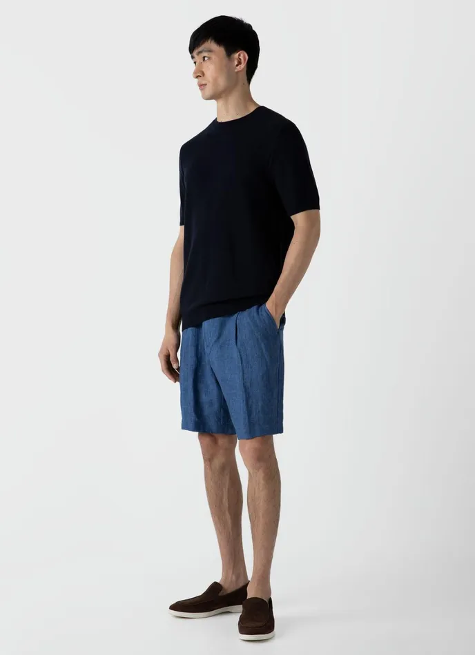 Honeycomb Knitted Tshirt Navy Men SUNSPEL Tshirts