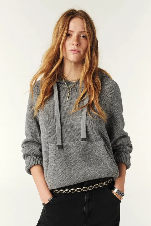 Hoodie Yonda Gray Women Baandsh Sweaters and Cardigans