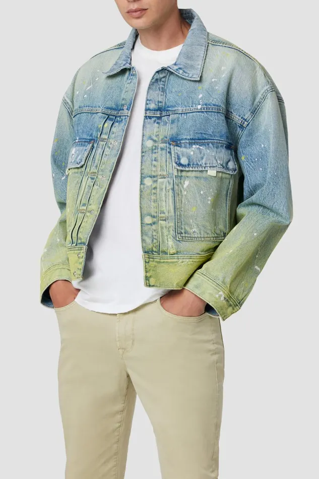 Hudson Jeans Jackets and Outerwear Boxy Trucker Jacket Gradient Lime 8211 Men Hudson Jeans Jackets and Outerwear Boxy Trucker Jacket Gradient Lime 8211 Men