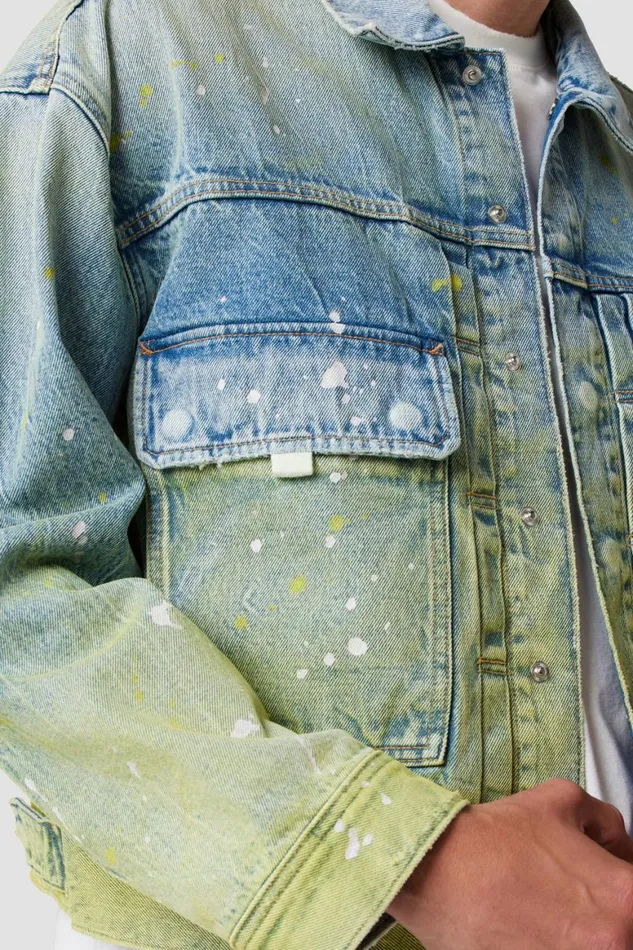 Hudson Jeans Jackets and Outerwear Boxy Trucker Jacket Gradient Lime 8211 Men Hudson Jeans Jackets and Outerwear Boxy Trucker Jacket Gradient Lime 8211 Men