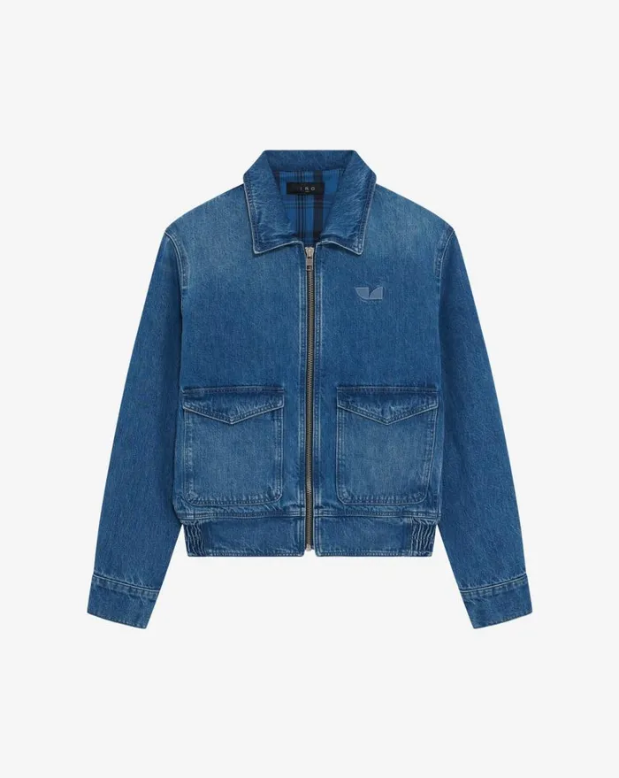IRO AMIL DENIM LOGO JACKET Country Mid Blue Men Jackets and Coats