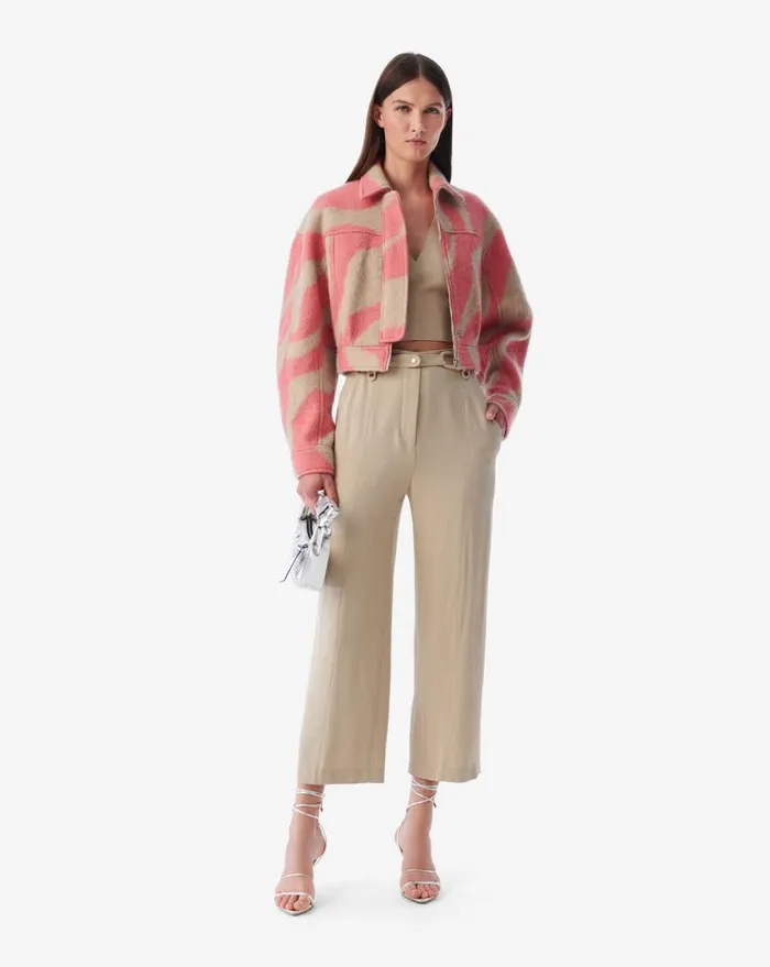 IRO ERAKI ZEBRA PATTERNED CROPPED JACKET Pink Beige Women Jackets and Coats