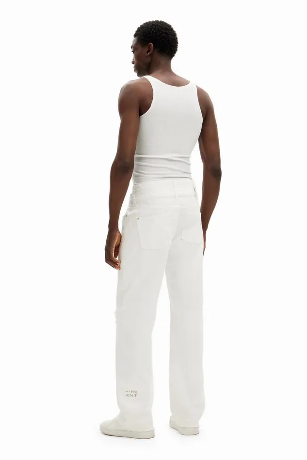 Jeans And Trousers Men Desigual Long Denim Pants White