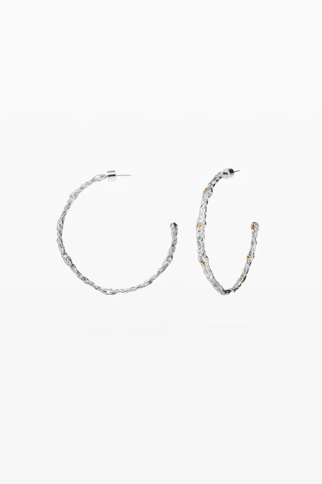 Jewelry Women Desigual Zalio Silverplated Braided Hoop Earrings Black