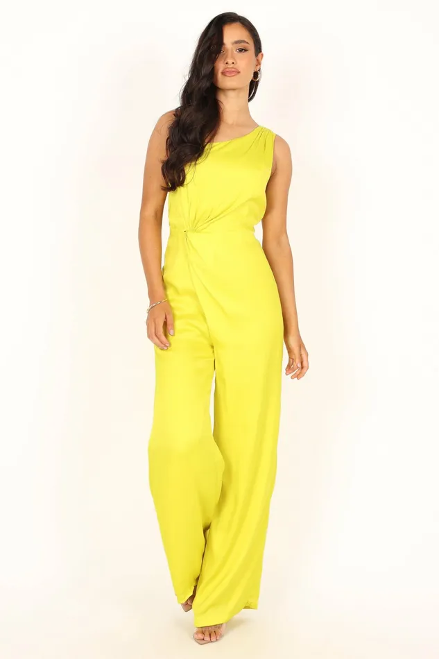Jumpsuits and Rompers Women Petal and Pup Isabel One Shoulder Jumpsuit Lime