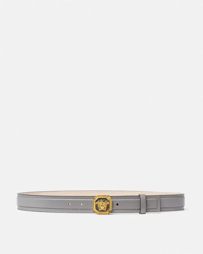 La Medusa Leather Belt 35 Cm Gray Men Versace Belts