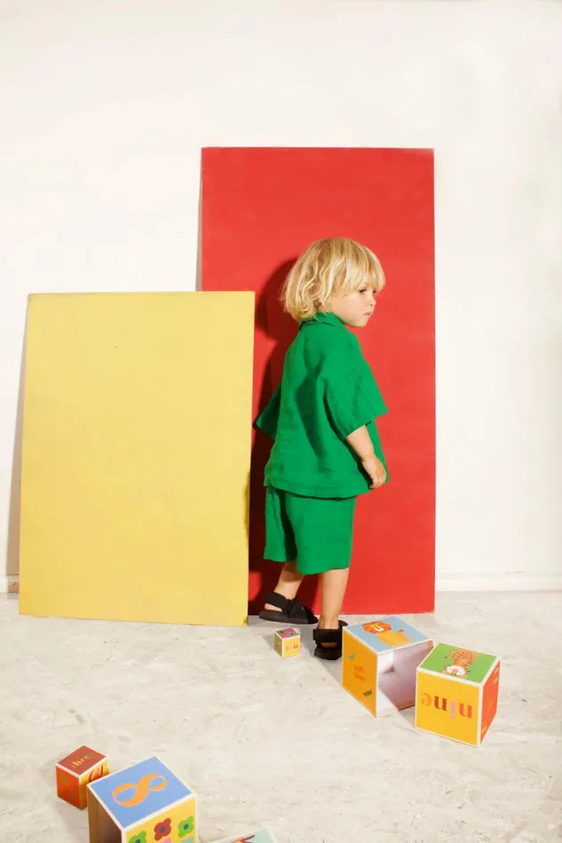LF Markey Kids Kids Kids Basic Linen Shorts Grass