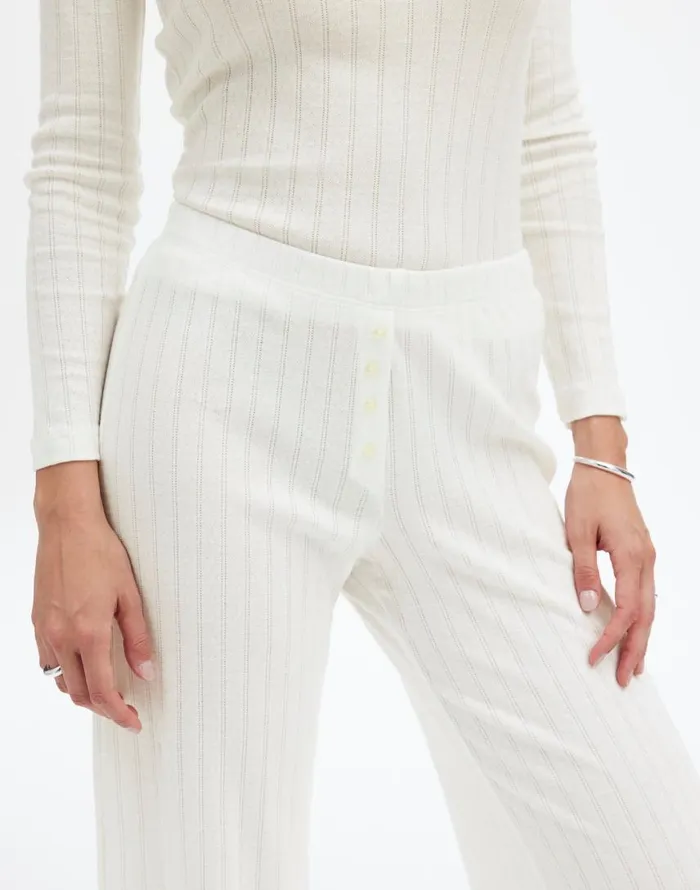 Matching Sets Women Madewell Madewell X LESET Pointelle Perfect Tee and Pant Set White