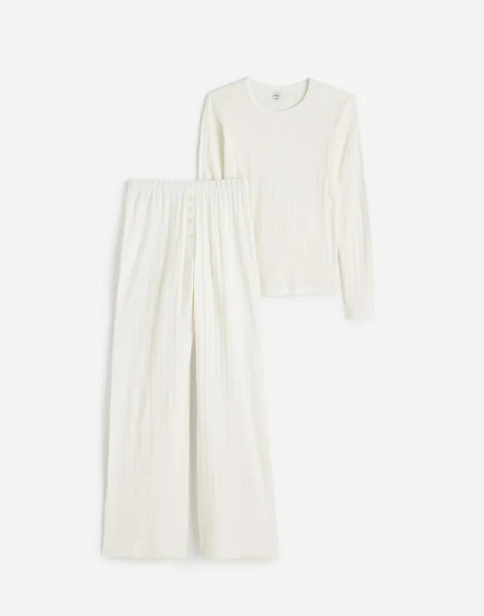 Matching Sets Women Madewell Madewell X LESET Pointelle Perfect Tee and Pant Set White