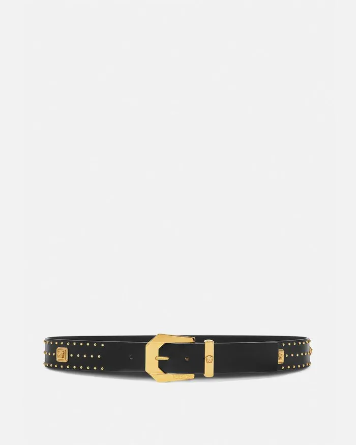 Medusa Heritage Studded Leather Belt 4 Cm Blackgold Men Versace Belts