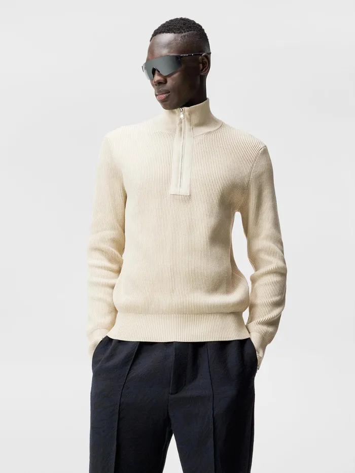 Men Alex Half Zip Knitted Sweater Turtledove JLindeberg Knitwear