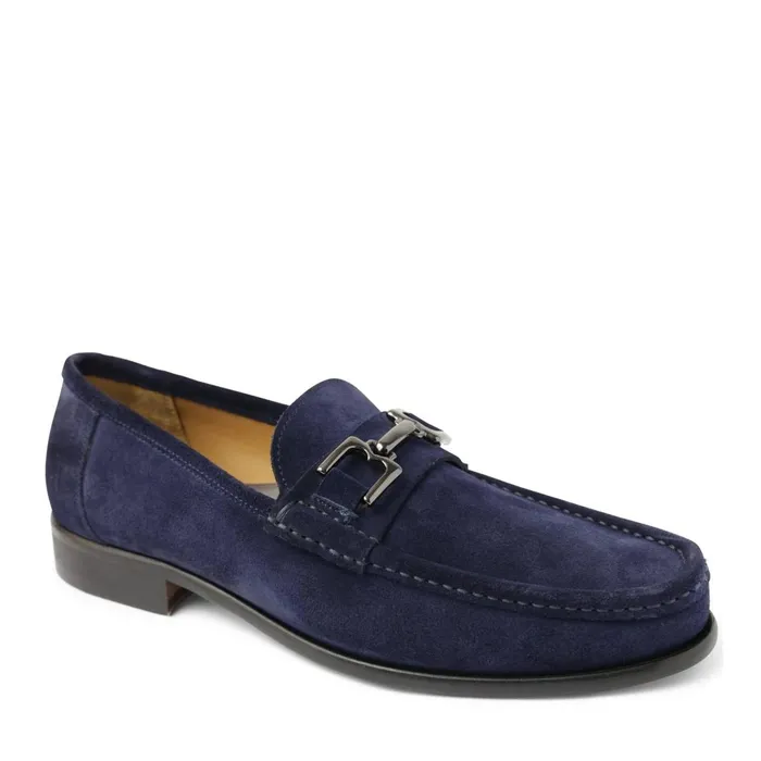 Men Casual Shoes Bruno Magli Trieste Classic Leather Moccasin 8211 Navy Suede