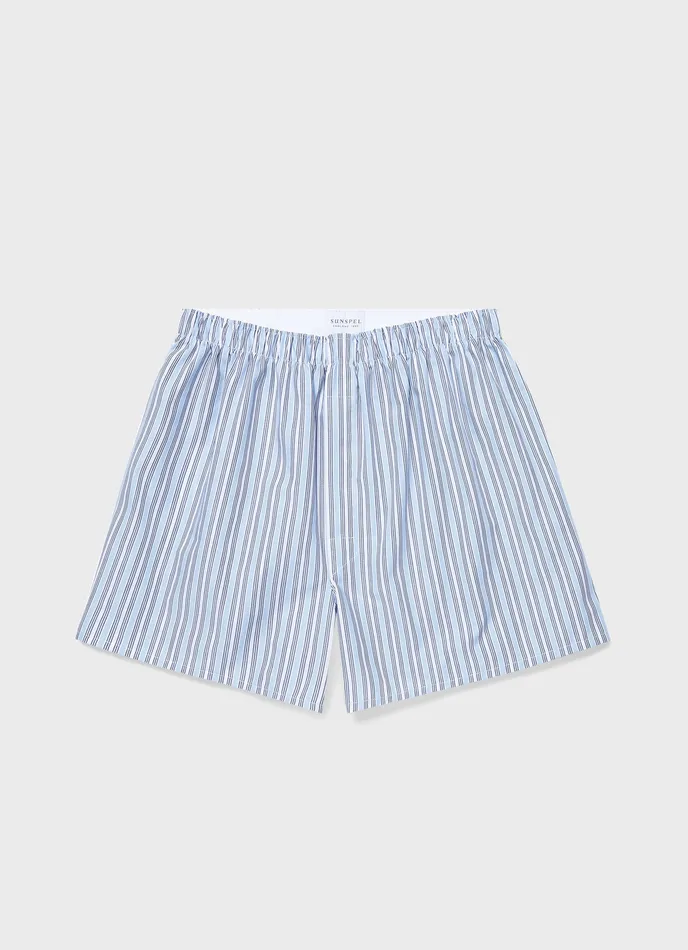 Men Classic Boxer Shorts Blue Stripe Boxer Shorts ussunspel