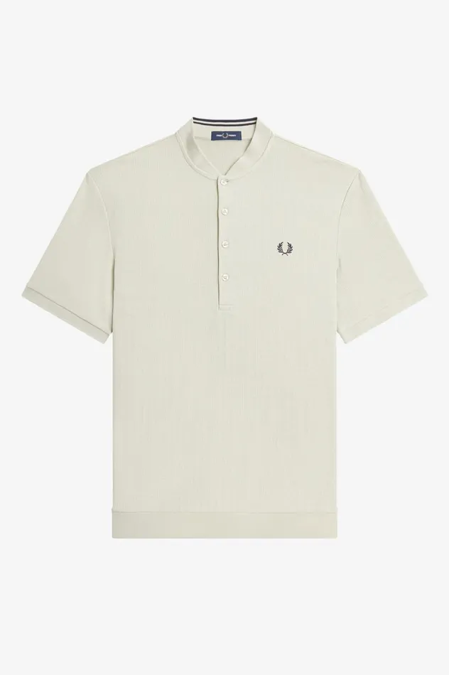 Men Henley Polo Shirt Light Oyster Fred Perry TShirts