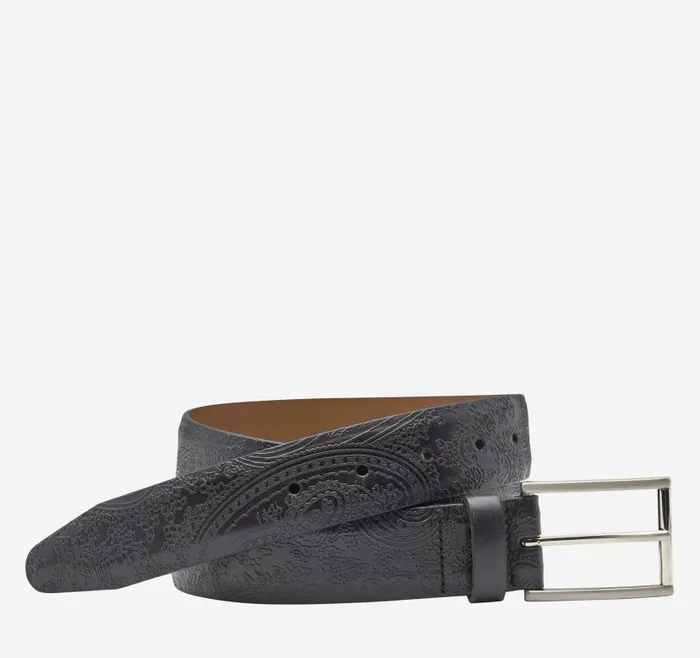 Men Johnston and Murphy Belts Paisley Dress Belt Black