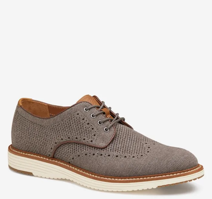 Men Johnston and Murphy LaceUps Upton Knit Wingtip Gray Knit