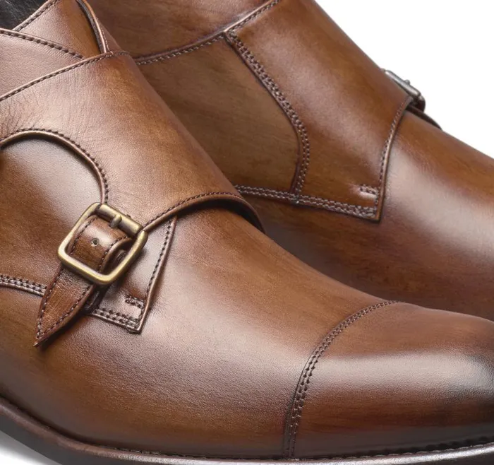 Men Johnston and Murphy SlipOns and Loafers Ellsworth Double Buckle Boot Brown Handstained Calfskin Men Johnston and Murphy SlipOns and Loafers Ellsworth Double Buckle Boot Brown Handstained Calfskin