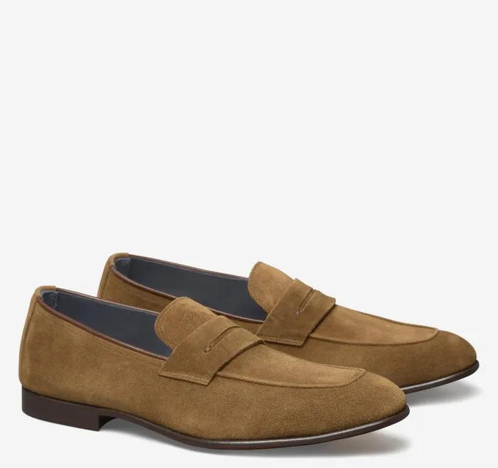 Men Johnston and Murphy SlipOns and Loafers Taylor Penny Loafer Snuff Italian Suede Men Johnston and Murphy SlipOns and Loafers Taylor Penny Loafer Snuff Italian Suede