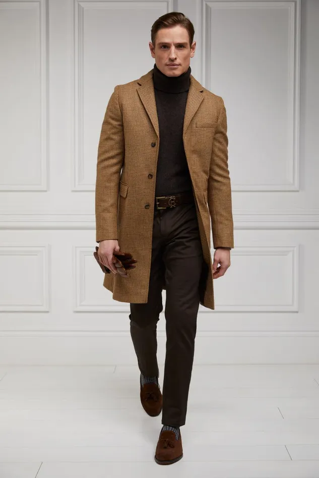 Men Knitwear Holland Cooper Byron Roll Neck Knit Chocolate