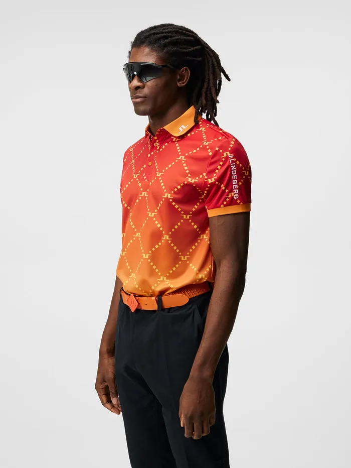 Men Tour Tech Reg Fit Print Polo Sunset Fade Logo JLindeberg Polo Shirts
