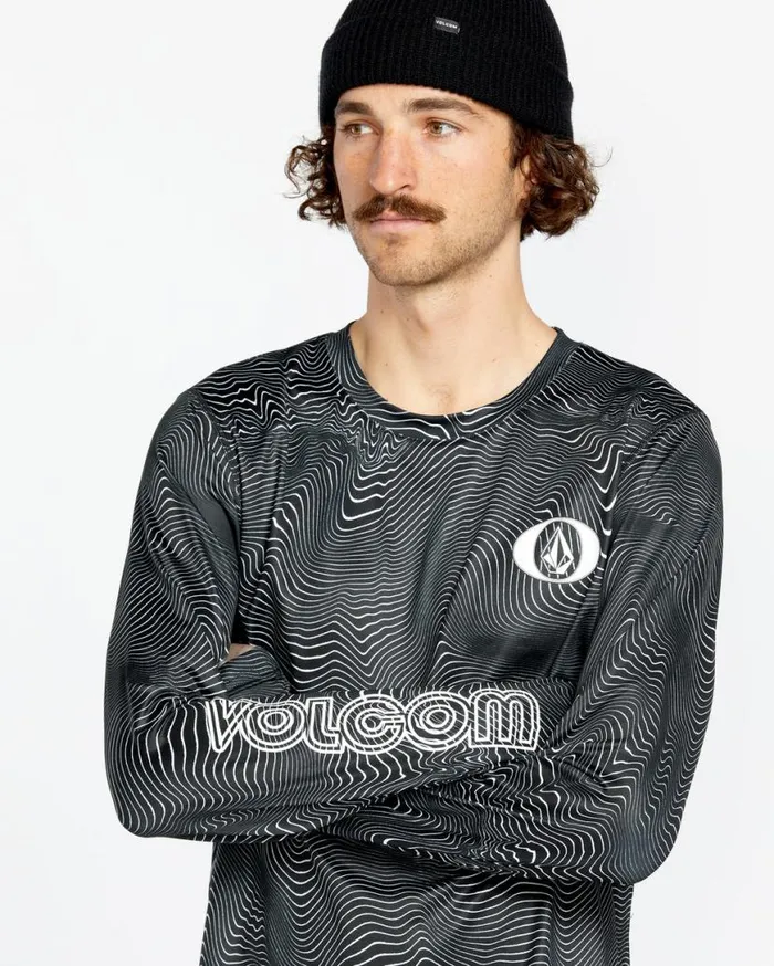 Mens VScience Crew 8211 Black Print Mens Volcom Layering