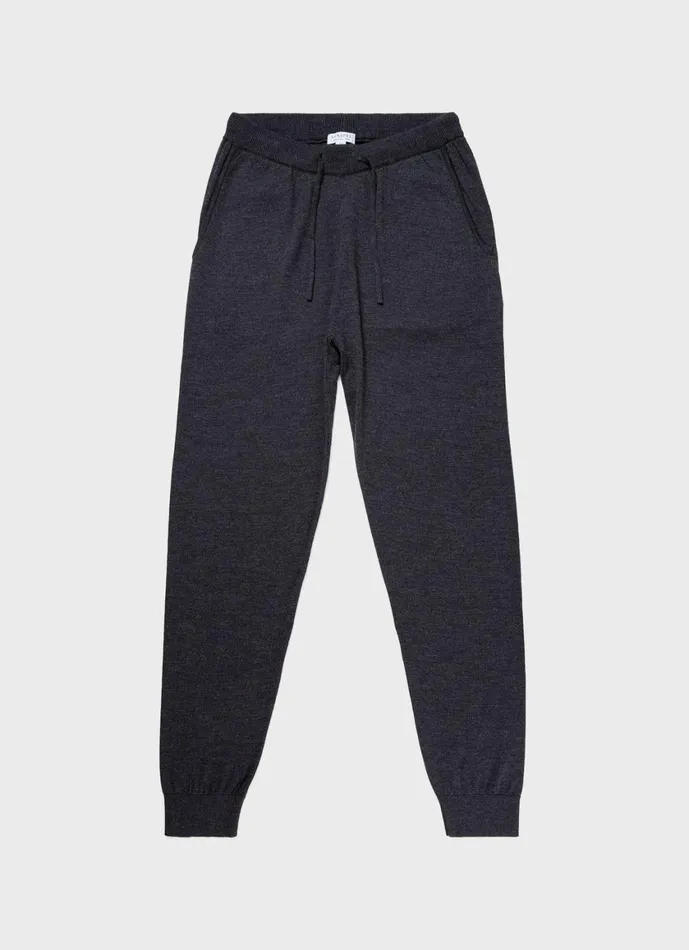 Merino Wool Lounge Pant Charcoal Melange Men SUNSPEL Sweatshirts and Sweatpants