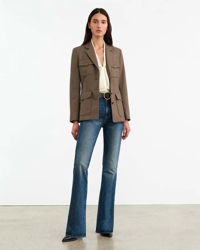 NELSON JACKET Taupe Grey Women Nili Lotan Jackets and Blazers