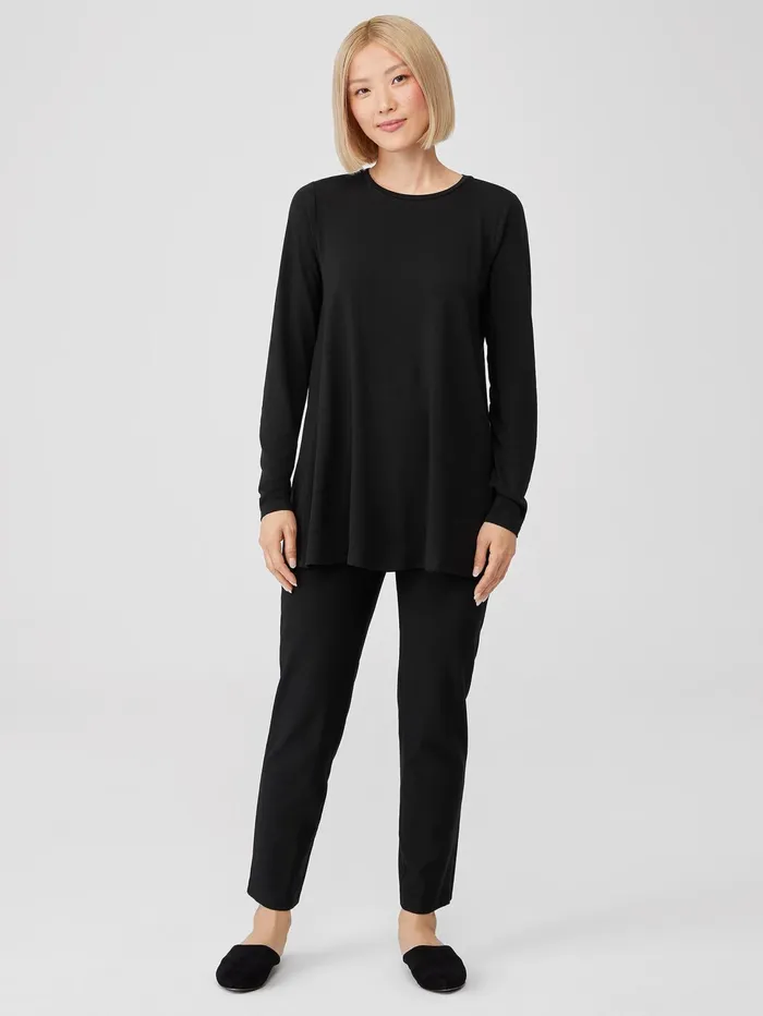 Pants Shorts and Jumpsuits Women Eileen Fisher Washable Stretch Crepe Slim Ankle Pant Black