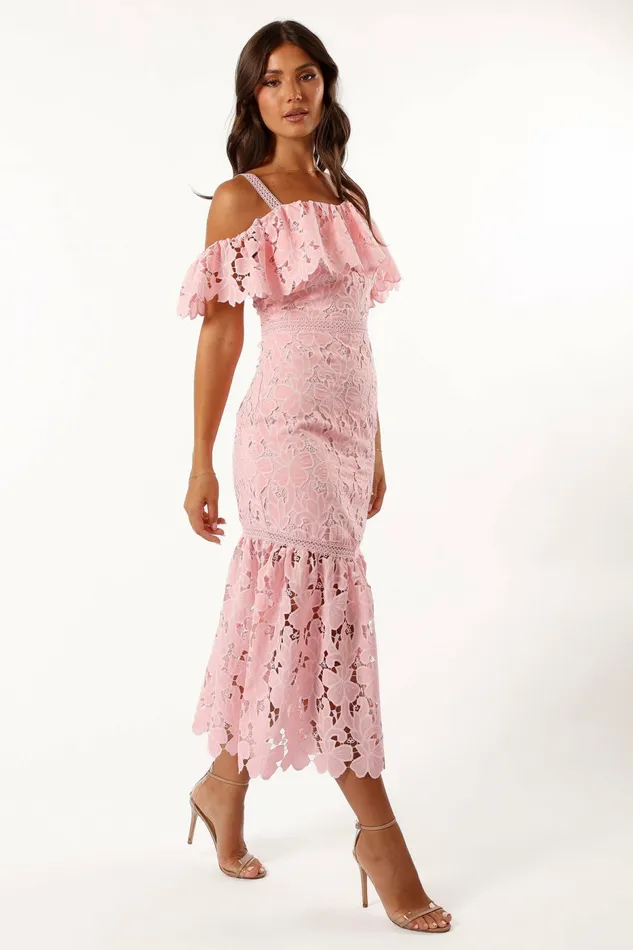 Petal and Pup Floral Dresses Women Beckett Lace Midi Dress Pink
