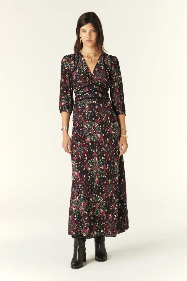 Printed Maxi Dress Fazia Beige Women Baandsh Dresses