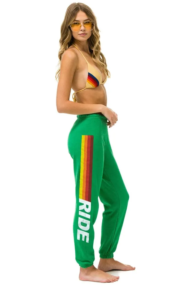 Ride Logo White Sweatpants 8211 Kelly Green Women Aviator Nation Sweatpants