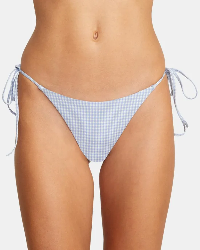 RVCA Bikini Bottoms Gingham Reversible Tie French Bikini Bottoms Ash Blue 8211 Women