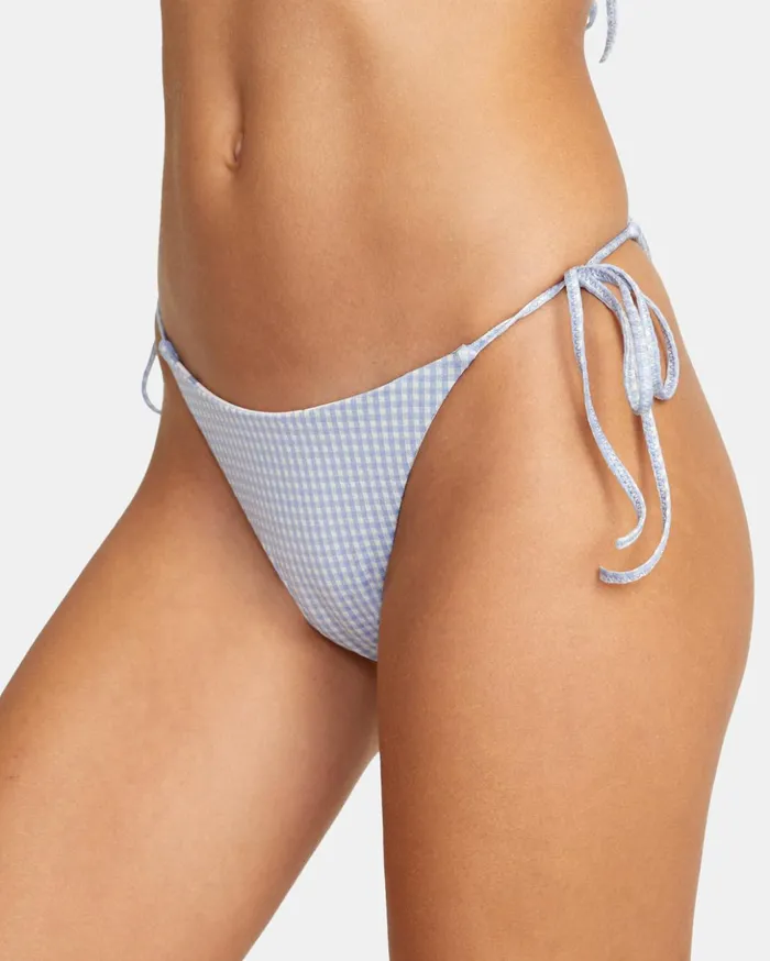RVCA Bikini Bottoms Gingham Reversible Tie French Bikini Bottoms Ash Blue 8211 Women