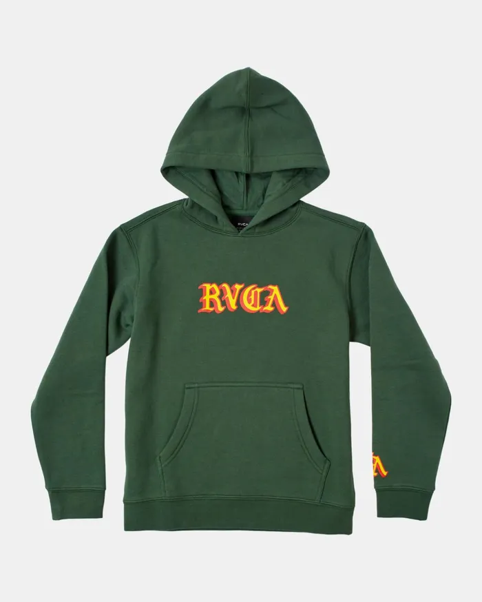 RVCA Hoodies Fleece Boy039s Del Toro Hoodie College Green 8211 Boys