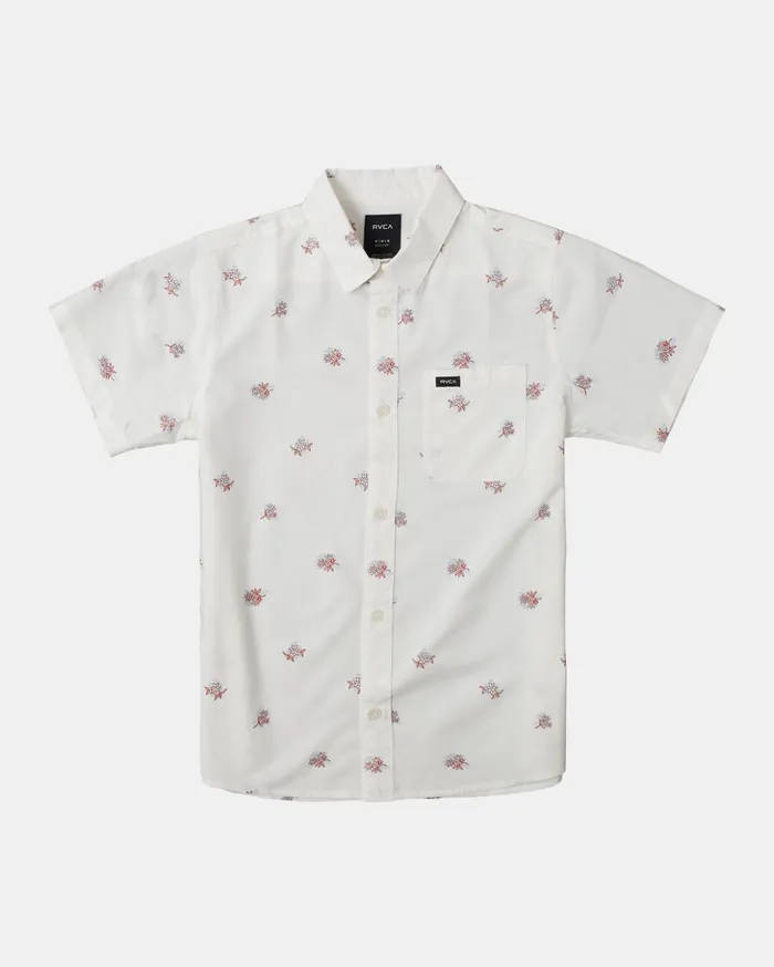 RVCA Shirts Flannels Boy039s Morning Glory Short Sleeve Shirt Antique White 8211 Boys