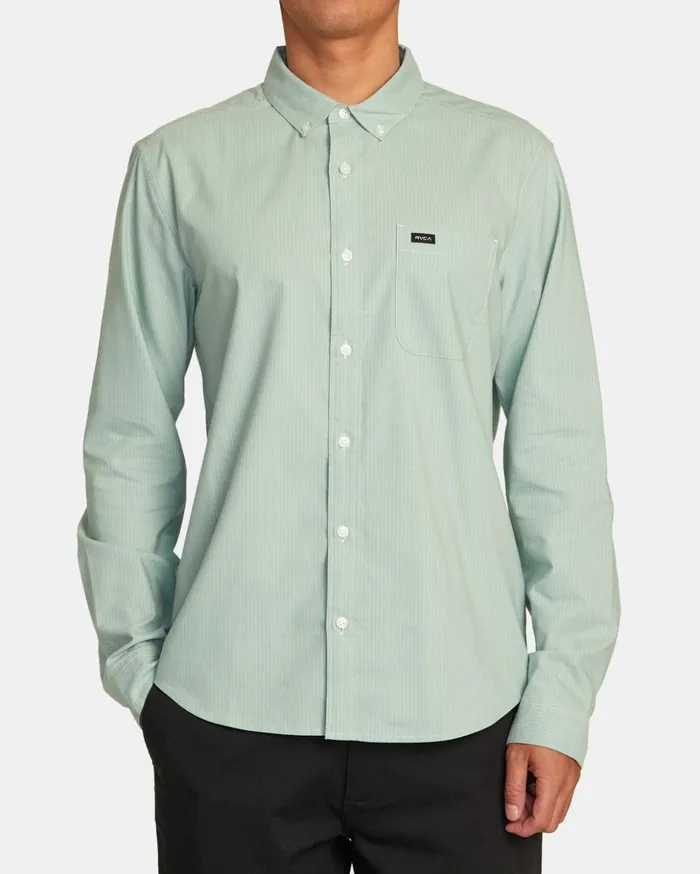 RVCA Shirts Flannels Thatll Do Micro Stripe Long Sleeve Shirt Green Haze 8211 Men RVCA Shirts Flannels Thatll Do Micro Stripe Long Sleeve Shirt Green Haze 8211 Men