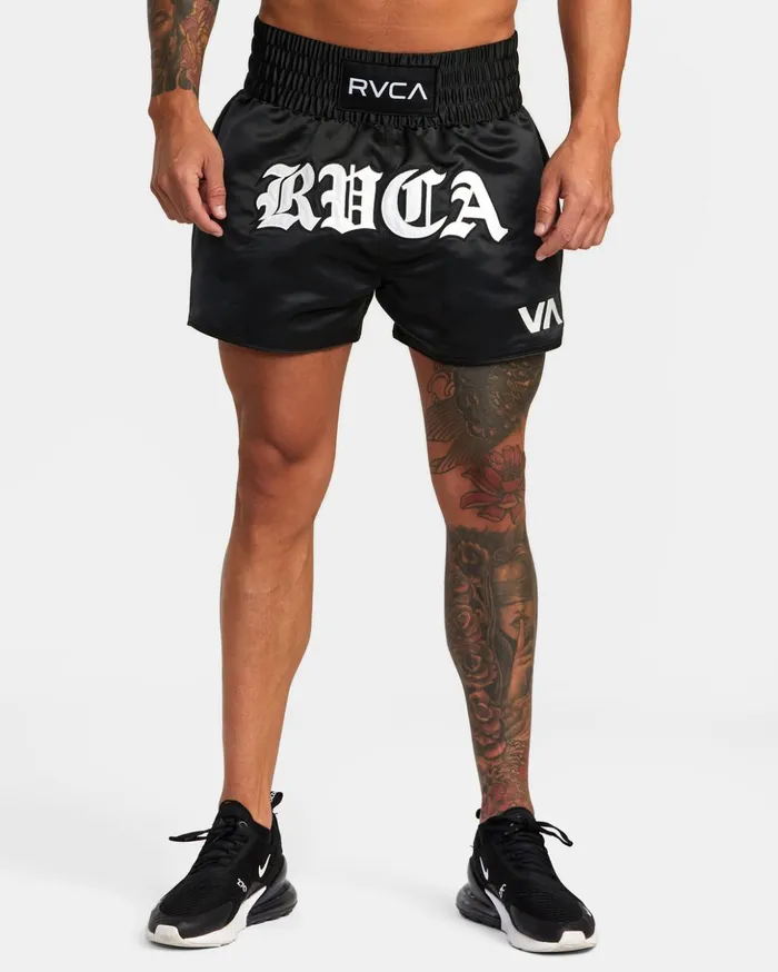 RVCA Shorts Hybrids Muay Thai Mod Elastic Waist Boxing Shorts 15034 Black 8211 Men RVCA Shorts Hybrids Muay Thai Mod Elastic Waist Boxing Shorts 15034 Black 8211 Men