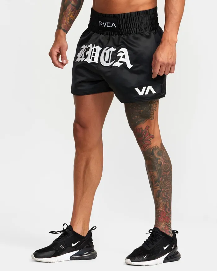 RVCA Shorts Hybrids Muay Thai Mod Elastic Waist Boxing Shorts 15034 Black 8211 Men RVCA Shorts Hybrids Muay Thai Mod Elastic Waist Boxing Shorts 15034 Black 8211 Men
