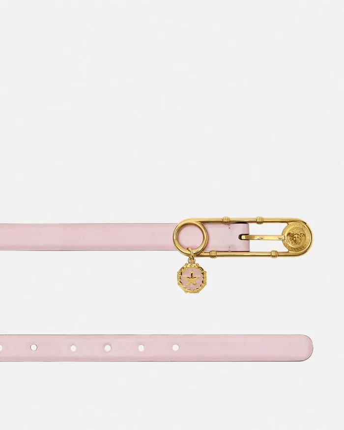 Safety Pin Leather Belt 2 Cm Light Pink Women Versace Belts