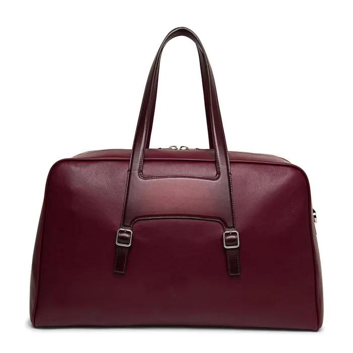 Santoni Burgundy Leather Weekend Bag Men Bags and Backpacks
