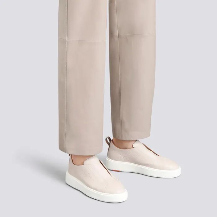 Santoni Nude Tumbled Leather SlipOn Sneaker Women Sneakers