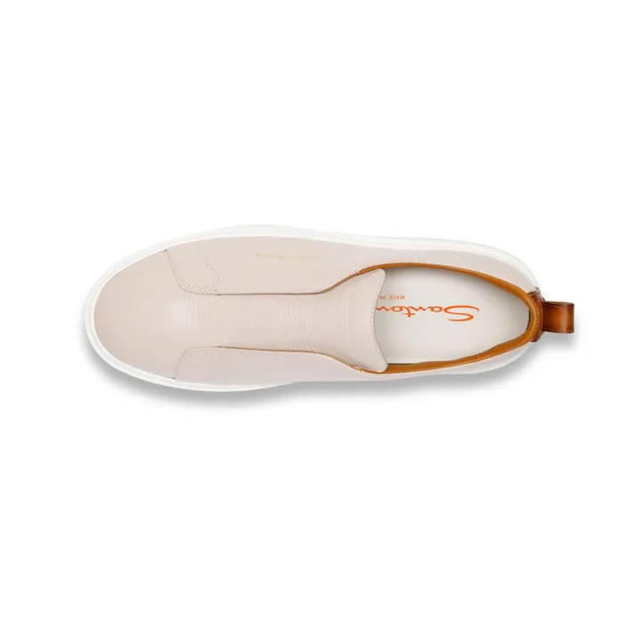 Santoni Nude Tumbled Leather SlipOn Sneaker Women Sneakers