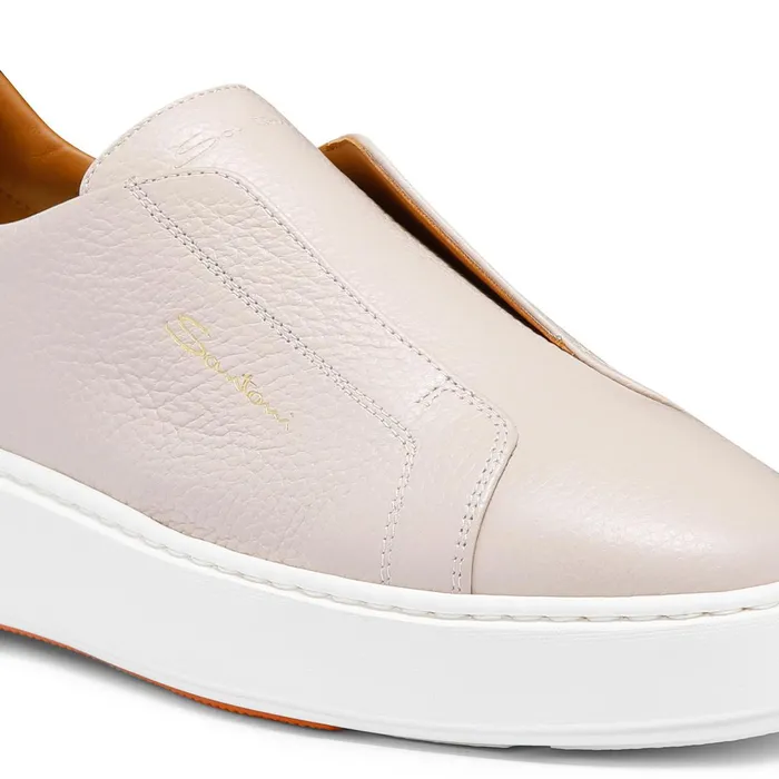 Santoni Nude Tumbled Leather SlipOn Sneaker Women Sneakers