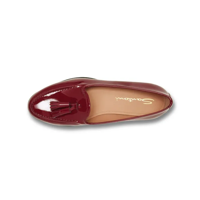 Santoni Red Patent Leather Andrea Tassel Loafer Women Loafers