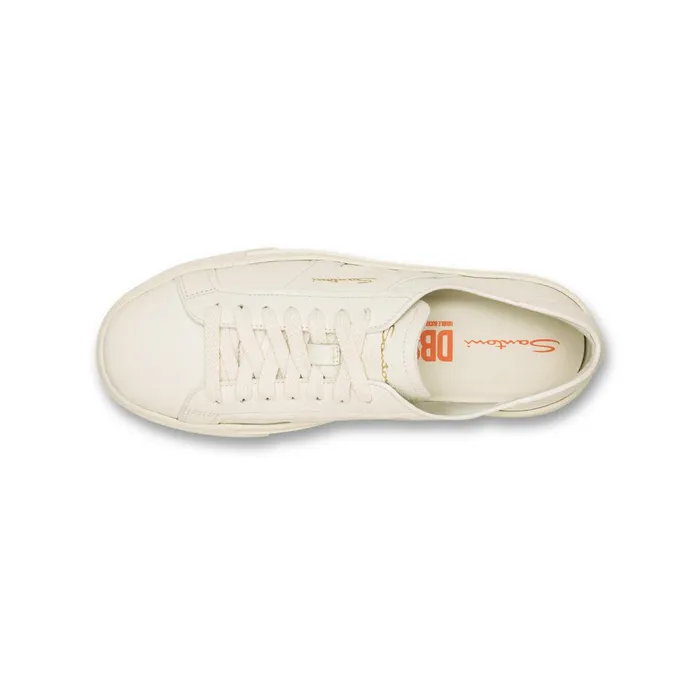 Santoni White Tumbled Leather Double Buckle Sneaker Women Sneakers