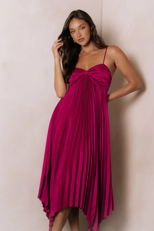 Satin Dresses Vikki Dress Magenta Petal and Pup Women