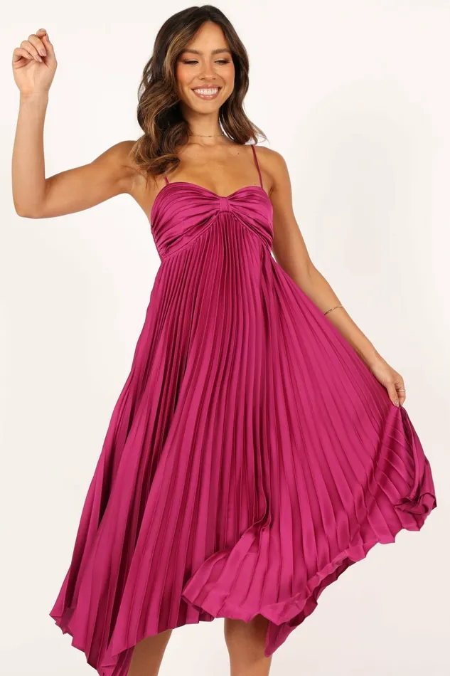 Satin Dresses Vikki Dress Magenta Petal and Pup Women