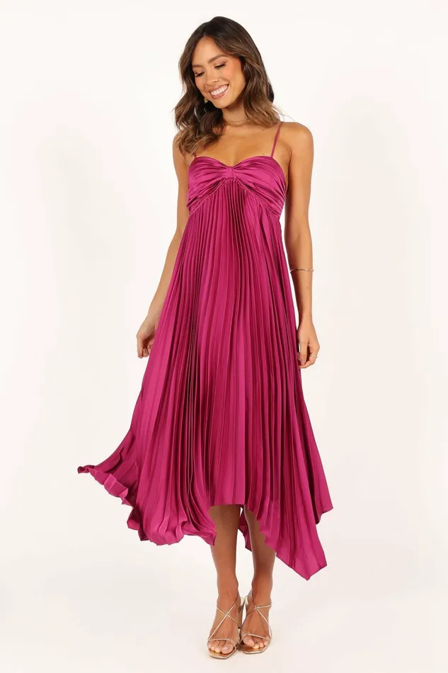 Satin Dresses Vikki Dress Magenta Petal and Pup Women