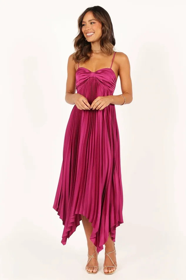 Satin Dresses Vikki Dress Magenta Petal and Pup Women