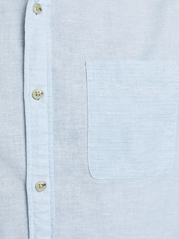 Shirts JACK and JONES Mens SLIM FIT POPLIN LINEN SHIRT Blue Infinity Gift for Friend